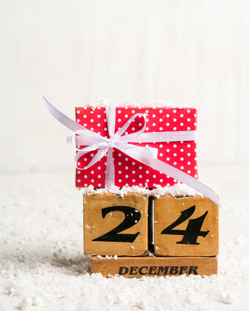 Eve, Christmas. December 24th. Winter time. Light blank for a postcard or congratulationsの写真素材