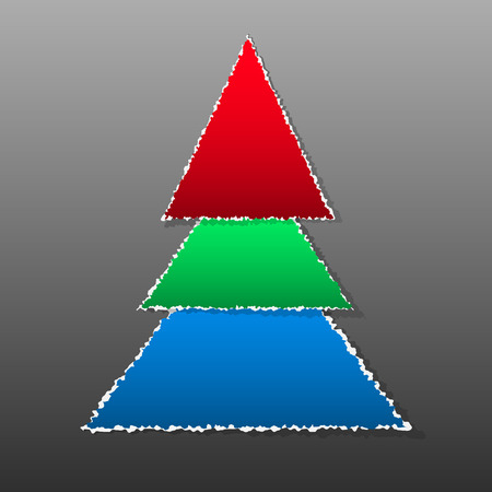 A Christmas tree made of multicolored pieces of paper unevenly torn.のイラスト素材