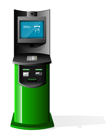 Payment Terminal, Automated Teller Machine, Advertising Stand On White Background. 3D Mock Up. Illustration Isolated On White Background. Vector EPS10のイラスト素材