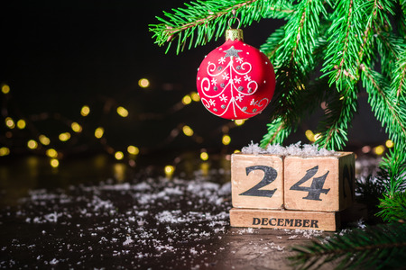 Dark christmas or new year background for greeting card or poster. Party invitation. Background for the article. Copy space.の写真素材