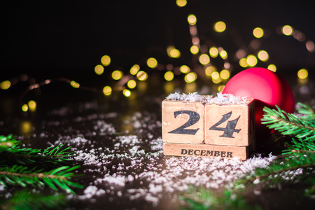 Dark christmas or new year background for greeting card or poster. Party invitation. Background for the article. Copy space.の写真素材