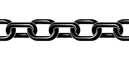 Black contour of the metal chain with highlights on the links. Construction and industryのイラスト素材