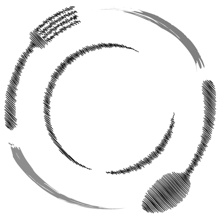 Abstract logo of a cafe or restaurant. A spoon and fork on a plate. A simple outline Hatching.のイラスト素材