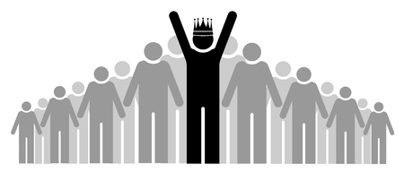 Team or team. A group of people and its leader or boss.のイラスト素材