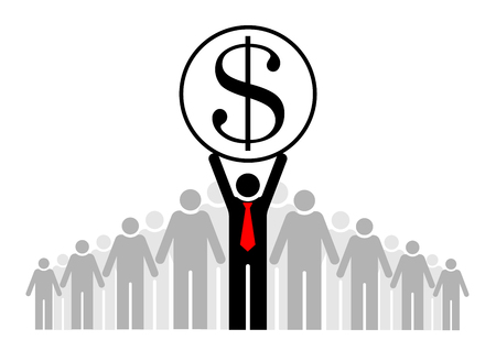 Team or team. A group of people and its leader or boss. Profit and income is the main thing.のイラスト素材