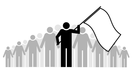 Team or team. A group of people and its leader or boss. Team flag or its motto.のイラスト素材