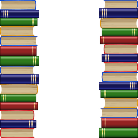 Stack of books on a white background. Pile of books vector illustration. Icon stack of books in flat style.のイラスト素材