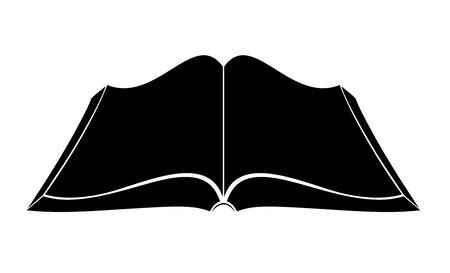 An open book on the table. Simple black outlines. Logo or emblem of a bookstore or knowledge base. FAQのイラスト素材