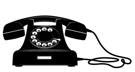 Vintage black dial phone. Logo or icon. Support line or receptionのイラスト素材