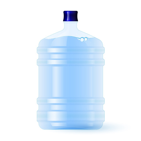 Large plastic bottle with water. Volume five gallons. Clean spring or purified waterのイラスト素材