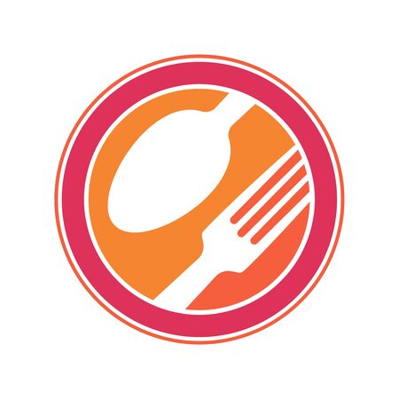 emblem for a restaurant, cafe or diner. Parts of the fork and a spoon in the icon. A simple and modern.のイラスト素材