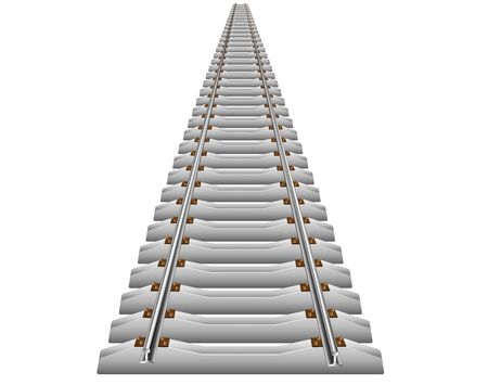 Rails and reinforced concrete sleepers going into the distance. rail transport and transport of large goods. direction of travel.のイラスト素材