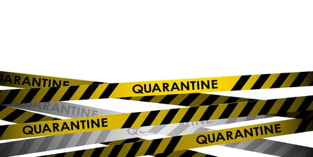 Yellow With Black Police Line. Do Not Enter, Danger. Security Quarantine Tapes. Isolated On white Background. Vector Illustrationのイラスト素材
