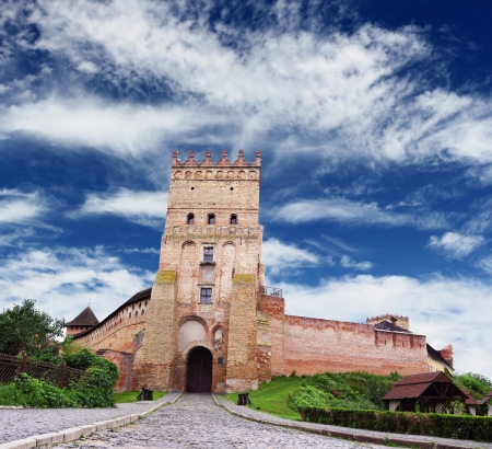 Famous castle in Lutsk over beautiful blue cloudy sky, Ukraineのeditorial素材