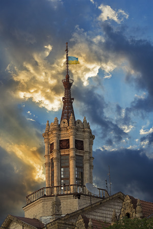 Ancient building at Kreschatyk street in Kiev, Ukraineの写真素材