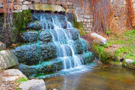 Waterfall in Park Alexandria  Belaya Tserkov, Ukraineの写真素材