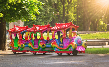 ODESSA, UKRAINE - JUNE 26, 2016: Children's train in the park of Odessa waiting for little visitors.のeditorial素材