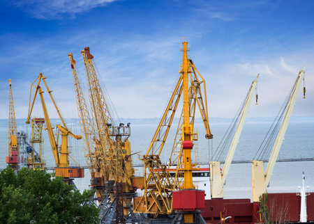 Cargo cranes used for heavy weight lifting. Odessa, Ukraine