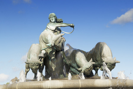 Copenhagen, Denmark - 9 September, 2017: The Gefion fountain is the largest fountain in Copenhagen. The fountain attracts a lot of tourists daily.のeditorial素材