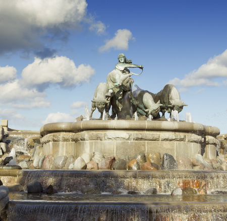 Copenhagen, Denmark - 9 September, 2017: The Gefion fountain is the largest fountain in Copenhagen. The fountain attracts a lot of tourists daily.のeditorial素材