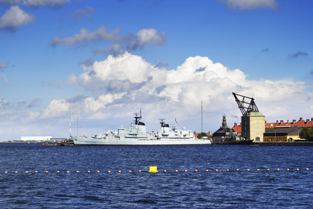 Copenhagen, Denmark - September 10, 2017: HDMS Peder Skram F352 was a Peder Skram-class frigate in the Royal Danish Navy which was in use until 1990. It is now docked at Holmen in Copenhagen, Denmarkのeditorial素材