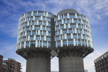 Copenhagen, Denmark - 23 September, 2017: Portland towers are two former Aalborg Portland silos which have been converted into office building in Nordhavn district.のeditorial素材