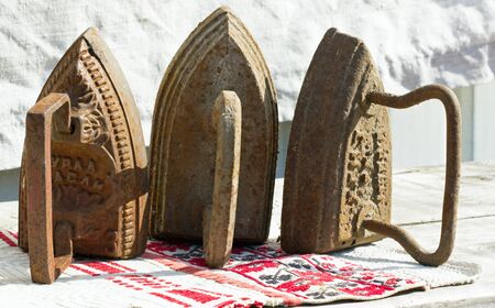 three vintage ironの写真素材