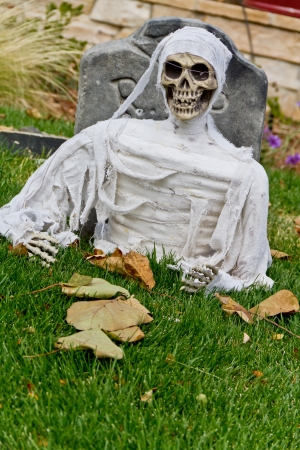 Halloween ghost in grave decorationの写真素材