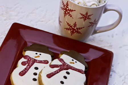 Christmas snowman cookies and hot chocolate for Santa