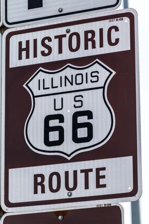 Historic Illinois Route 66 sign marking old Route 66の写真素材