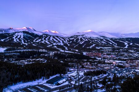 Sunrise view of Breckenridge Ski Area in Colorado Rocky Mountainsの写真素材