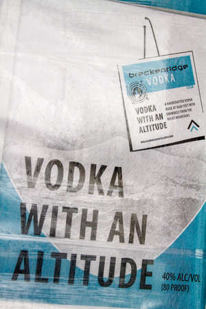 Side of Breckenridge Vodka shipping boxのeditorial素材