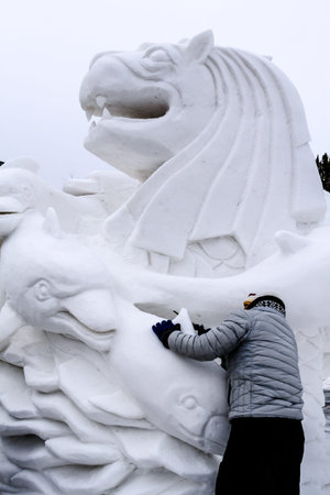 2013 Budweiser International Snow Sculpture Championship in Breckenridge, Coloradoのeditorial素材