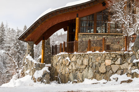 Strawberry Park Hot Spings natural hot springs in winter after freshly fallen snowのeditorial素材