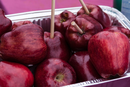 Candied apples for sale at autumn harvest festival