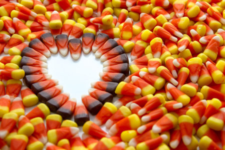 Indian corn heart among candy corn
