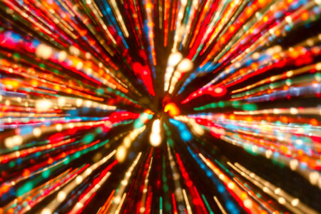 Abstract light streaks of multi colored Christmas lights