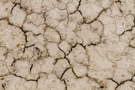 Abstract lines and cracks in dried mud patch on desert floorの写真素材
