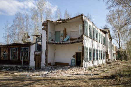 House is destriyed. House is in ruinsの写真素材