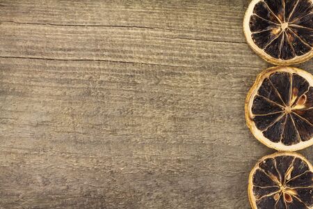 Christmas decorations on the background of woodの写真素材