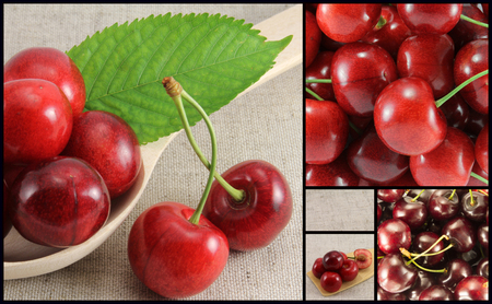 Collage of red cherry-rectangle. Golden Section.の写真素材