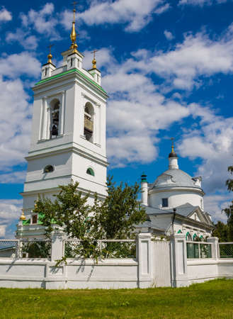 Summer rural landscape with a church. Ryazan. Russia.の写真素材