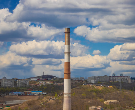 industrial landscape. coal fired power plantの写真素材