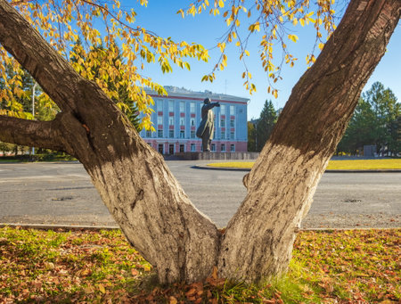 Monument to Vladimir Lenin. Landmark of the city of Seversk. Tomsk region.の写真素材