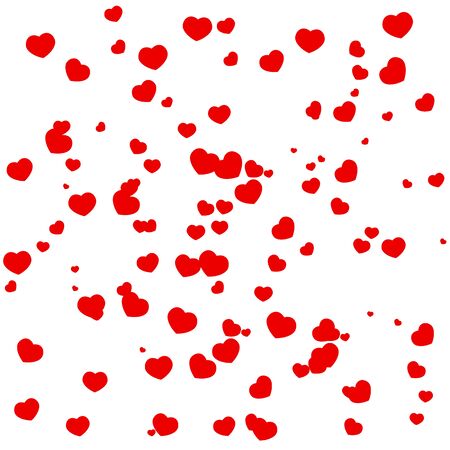 Frame of red hearts on Valentine's Day. Empty space for your text. White background. Vector illustration .のイラスト素材