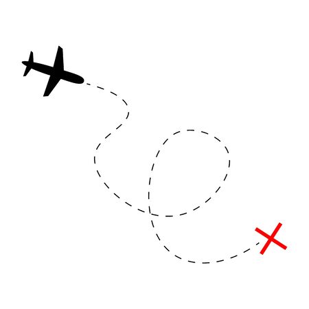 Airplane line path vector icon of air plane. Vector illustration.のイラスト素材