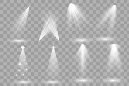Scene illumination collection. Big set Bright lighting with spotlights. Spot lighting of the stageのイラスト素材
