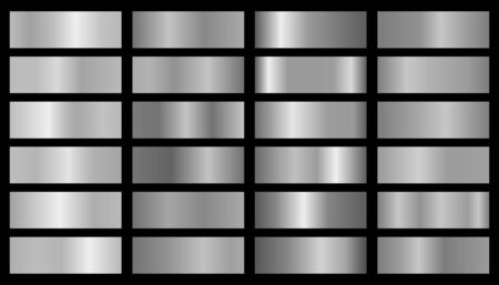 Vector silver set of gradients, consisting of collection silver glossy squaresのイラスト素材