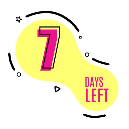 Vector geometric shape tags on yellow color with number of days left. Can be use for promotion and for sale, colorful number days left label vector template. Limited only days stickerのイラスト素材