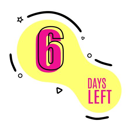 Vector geometric shape tags on yellow color with number of days left. Can be use for promotion and for sale, colorful number days left label vector template. Limited only days stickerのイラスト素材